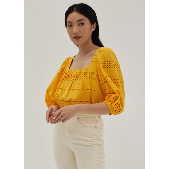 Everlee Broderie Square Neck Blouse