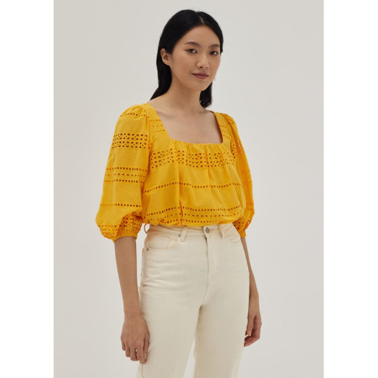 Everlee Broderie Square Neck Blouse