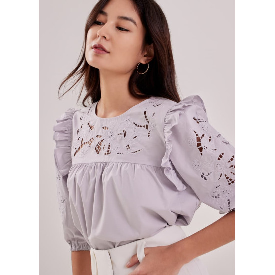 Wioleta Broderie Frill Top