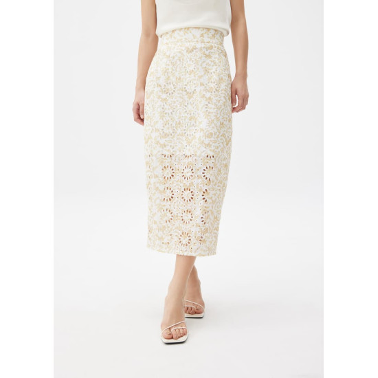 Floral Broderie Pencil Midaxi Skirt