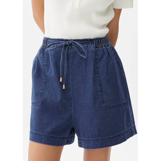 Elastic Chambray High Rise Shorts