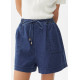 Elastic Chambray High Rise Shorts