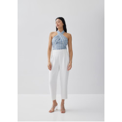 Glaiza Striped Linen Halter Top