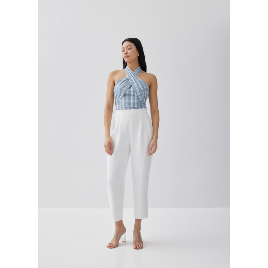 Glaiza Striped Linen Halter Top