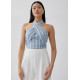 Glaiza Striped Linen Halter Top