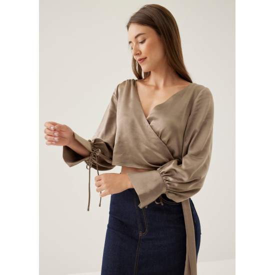 Elicia Satin Wrap Blouse