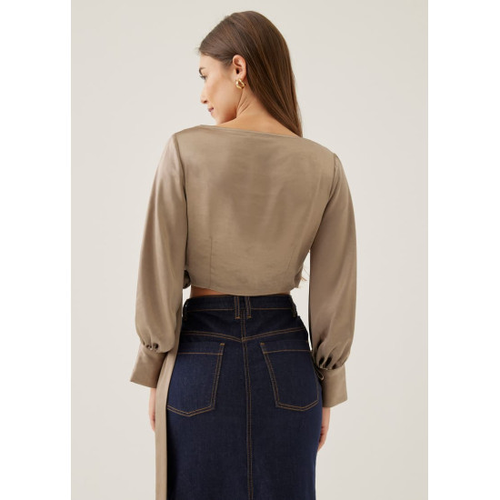 Elicia Satin Wrap Blouse