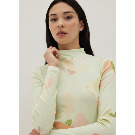 Eliza Turtle Neck Knit Top in Floral Medley