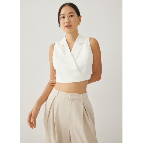 Theresa Tailored Collared Crop Top