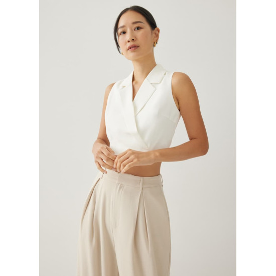 Theresa Tailored Collared Crop Top