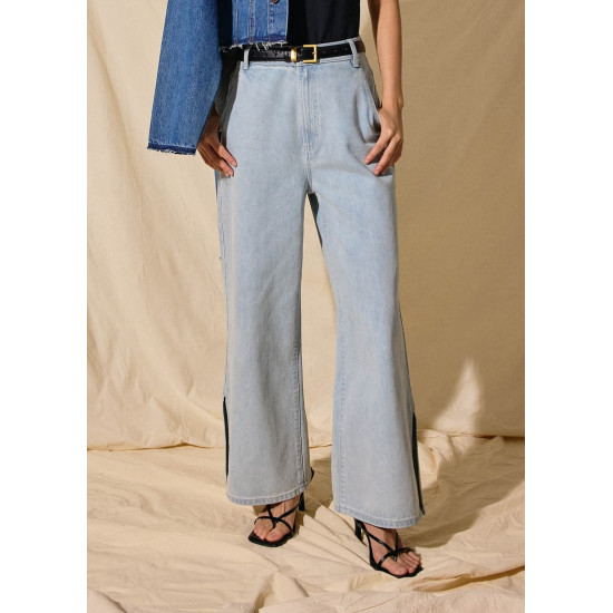 Denim High Rise Wide Leg Jeans