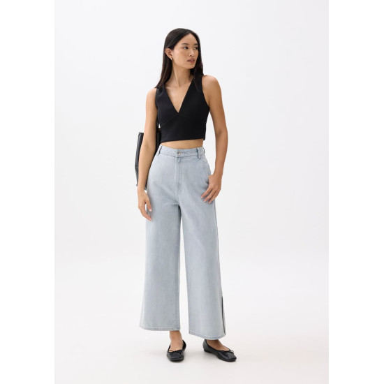 Denim High Rise Wide Leg Jeans