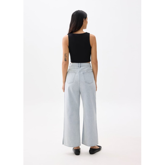 Denim High Rise Wide Leg Jeans