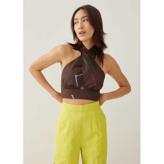 Andee Padded Halter Neck Top in Golden Hour