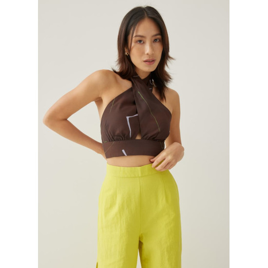 Andee Padded Halter Neck Top in Golden Hour