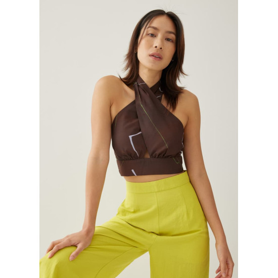 Andee Padded Halter Neck Top in Golden Hour