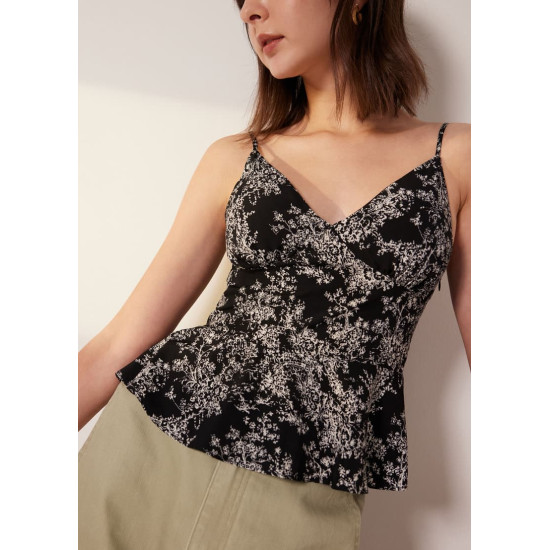 Padded Floral Peplum Camisole Top