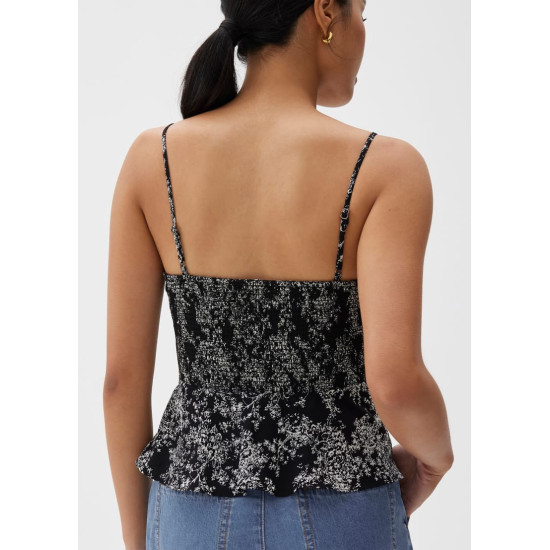 Padded Floral Peplum Camisole Top