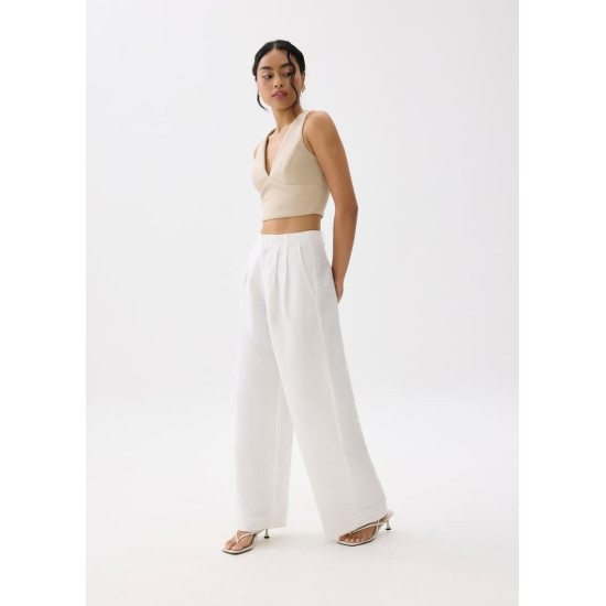 Devika Linen Tailored Wide Leg Pants