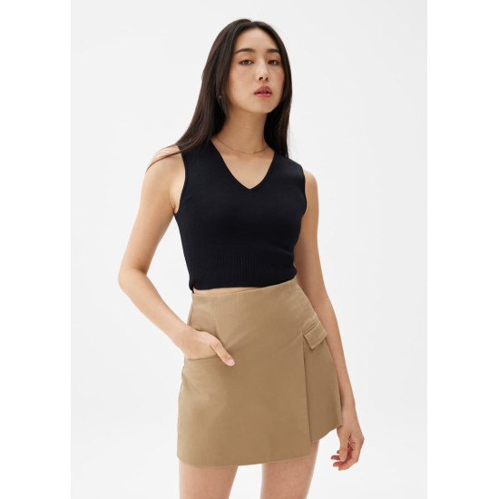 Elastic Cotton A-line Skort