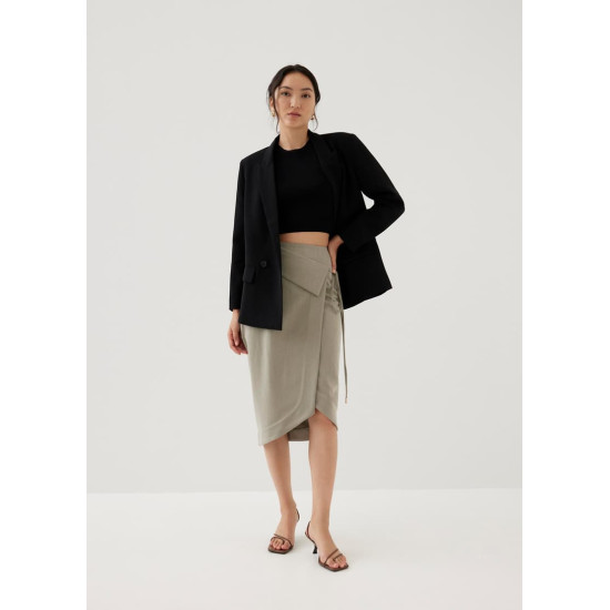 Lalen Pencil Wrap Midi Skirt