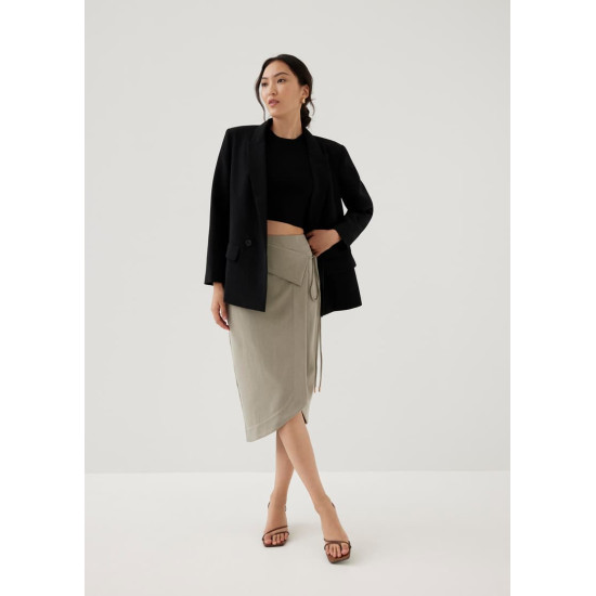 Lalen Pencil Wrap Midi Skirt