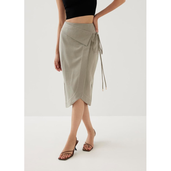 Lalen Pencil Wrap Midi Skirt