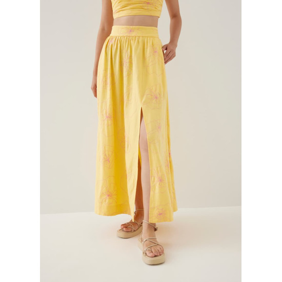 Lisha Embroidered Maxi Skirt in Rekindled Blooms