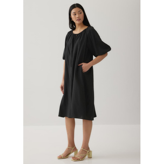 Levi Notch Neck Puff Sleeve Dress