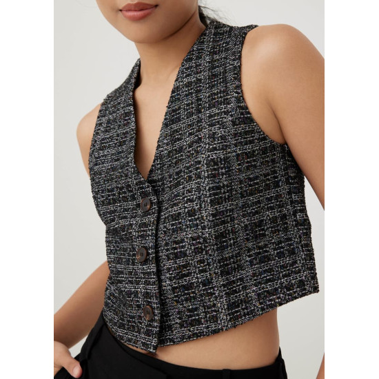 Kamille Tweed Crop Vest