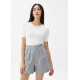 Striped Pleated A-line Shorts