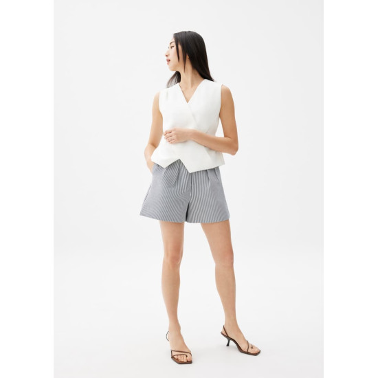 Striped Pleated A-line Shorts