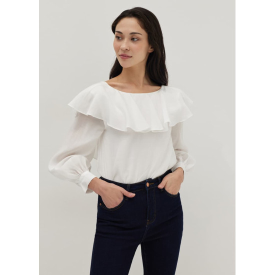 Priscilla Ruffle Low Back Blouse