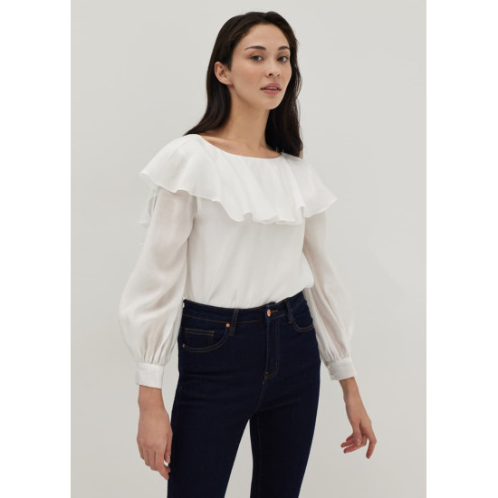 Priscilla Ruffle Low Back Blouse