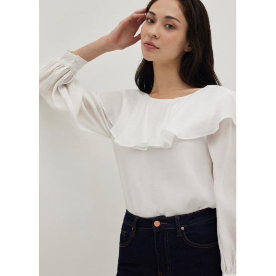 Priscilla Ruffle Low Back Blouse