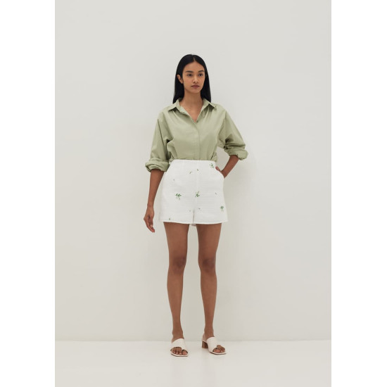 Lucia Embroidered A-line Tweed Shorts