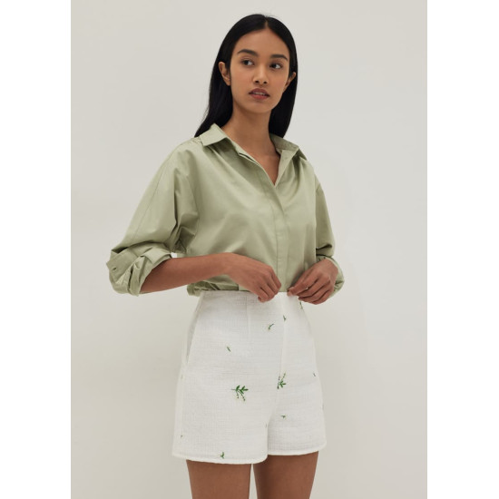 Lucia Embroidered A-line Tweed Shorts