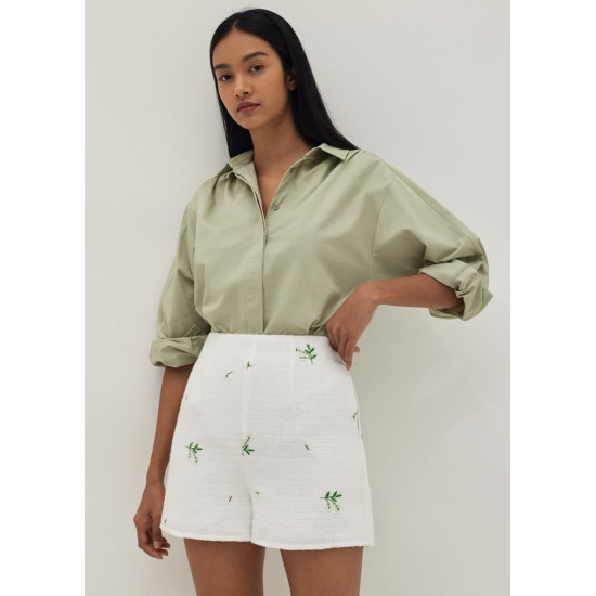 Lucia Embroidered A-line Tweed Shorts