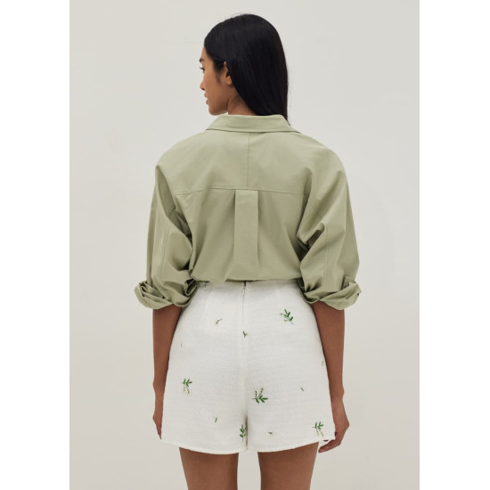 Lucia Embroidered A-line Tweed Shorts