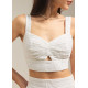 Padded Broderie V-neck Crop Top