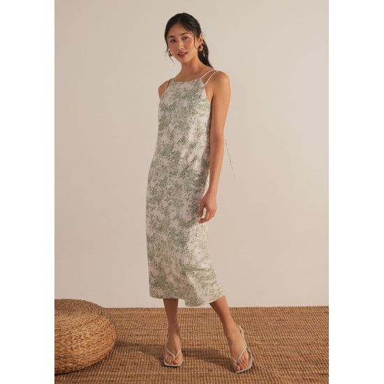 Floral Tie Back Column Midi Dress