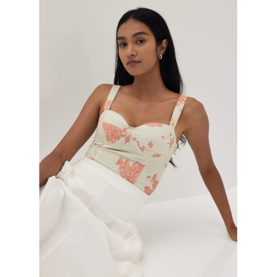 Janet Padded Bustier Top in Prosperous Blooms