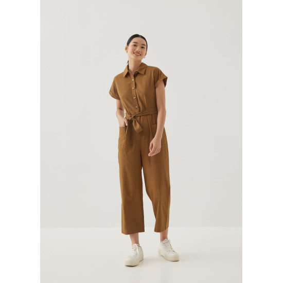 Ciely Cotton Straight Leg Maxi Jumpsuit