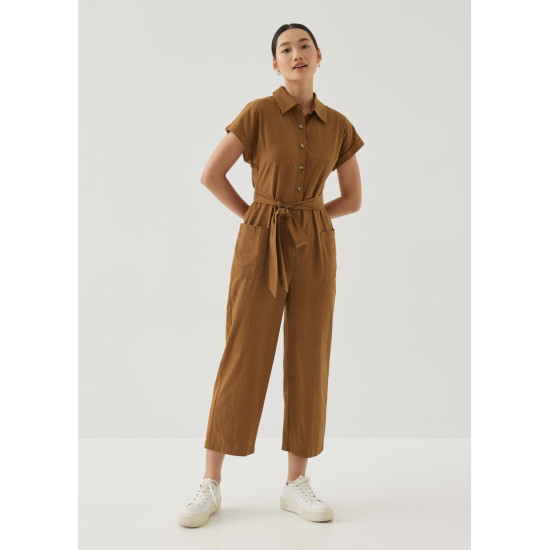 Ciely Cotton Straight Leg Maxi Jumpsuit