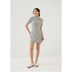 Sia Tweed Mandarin Collar Mini Dress