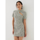 Sia Tweed Mandarin Collar Mini Dress