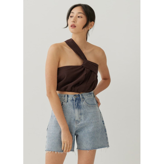 Ruperta Linen Asymmetric Crop Top