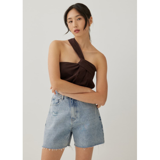 Ruperta Linen Asymmetric Crop Top