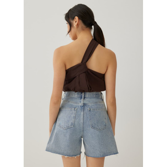 Ruperta Linen Asymmetric Crop Top