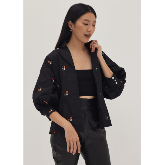 Kacee Embroidered Puff Sleeve Shirt